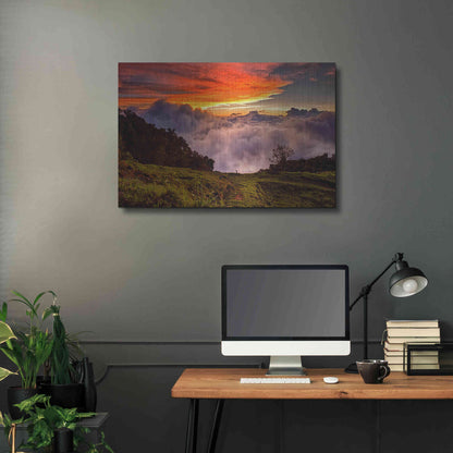 Luxe Metal Art 'Valley Clouds at Sunset,', Metal Wall Art,36x24