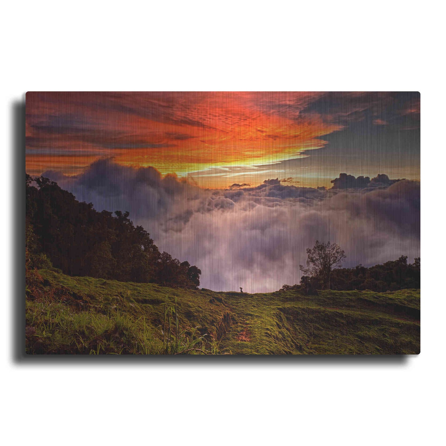 Luxe Metal Art 'Valley Clouds at Sunset,', Metal Wall Art