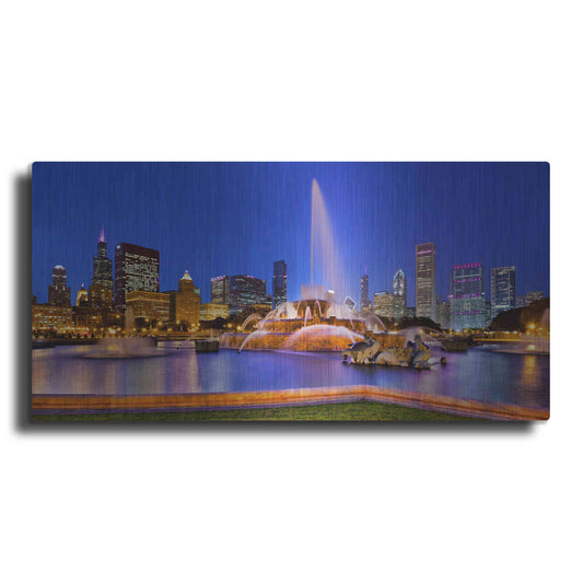 Luxe Metal Art 'Buckingham Fountain Pano,', Metal Wall Art,2:1 L