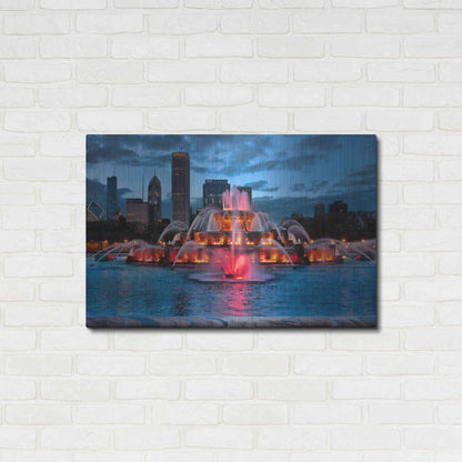 Luxe Metal Art 'Buckingham Fountain Lit,', Metal Wall Art,36x24