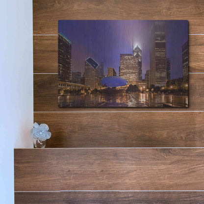 Luxe Metal Art 'The Bean in Autumn Rain,', Metal Wall Art,16x12