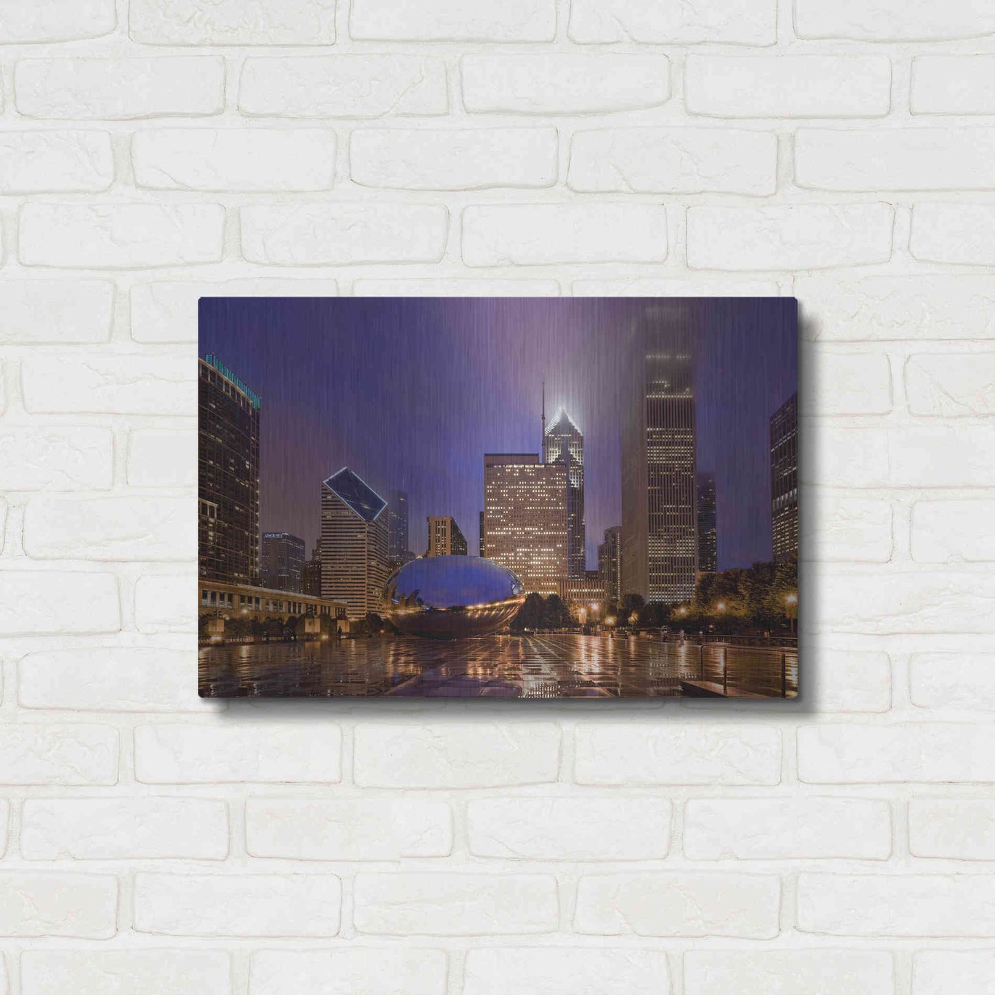 Luxe Metal Art 'The Bean in Autumn Rain,', Metal Wall Art,24x16