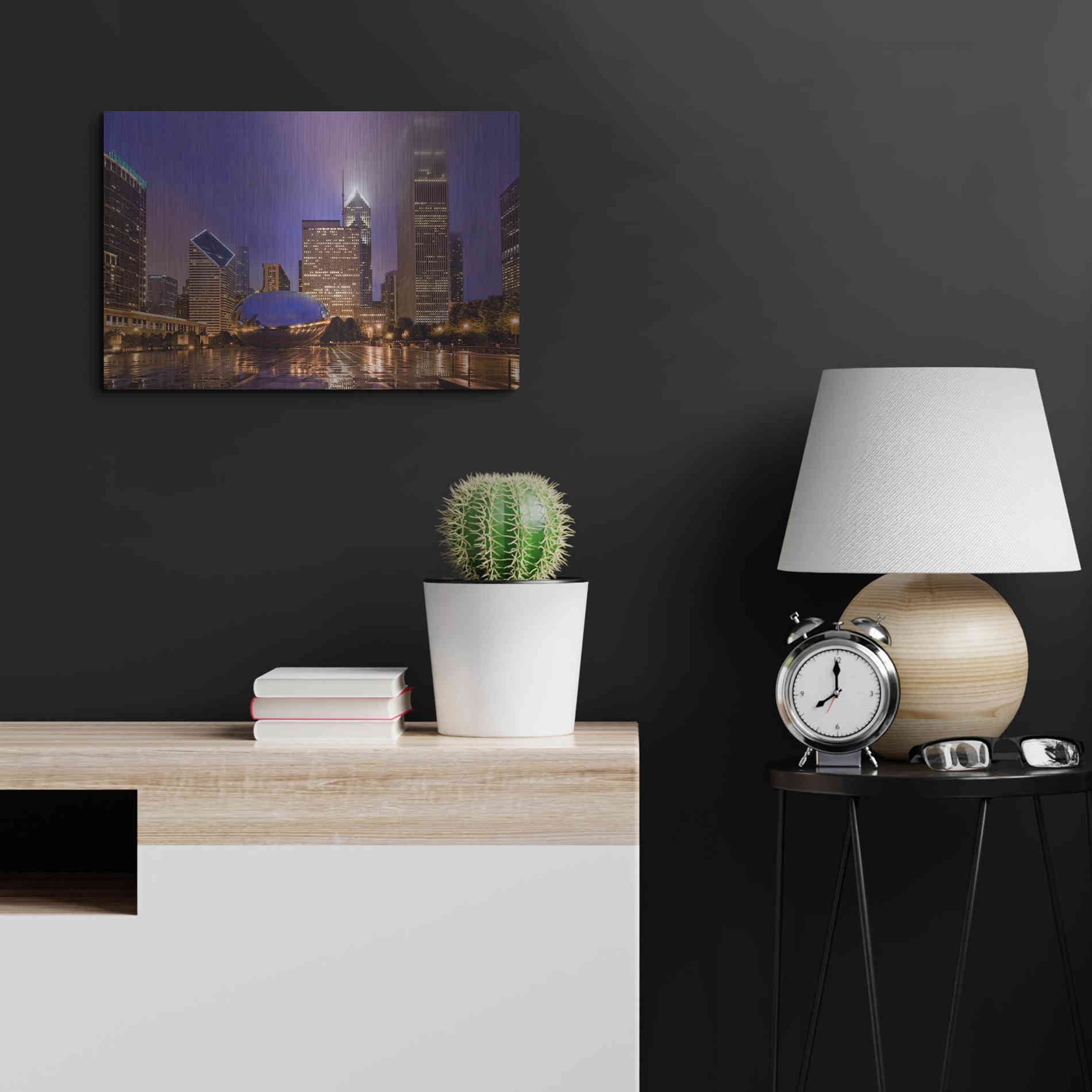 Luxe Metal Art 'The Bean in Autumn Rain,', Metal Wall Art,24x16
