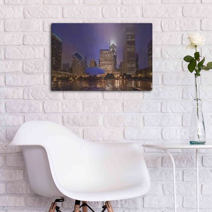 Luxe Metal Art 'The Bean in Autumn Rain,', Metal Wall Art,24x16