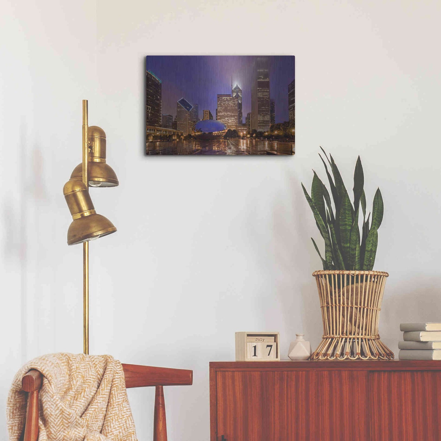 Luxe Metal Art 'The Bean in Autumn Rain,', Metal Wall Art,24x16