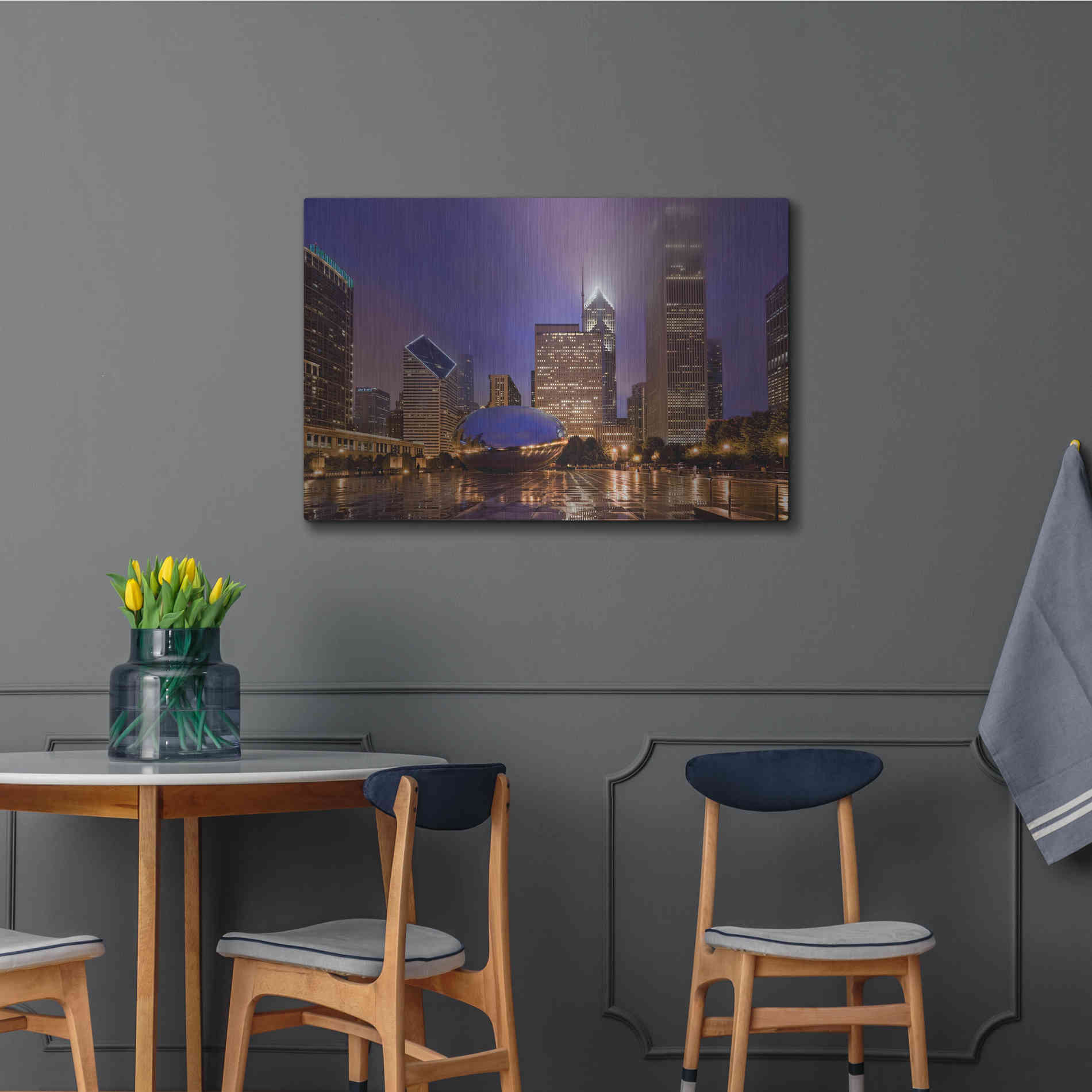 Luxe Metal Art 'The Bean in Autumn Rain,', Metal Wall Art,36x24