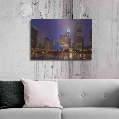 Luxe Metal Art 'The Bean in Autumn Rain,', Metal Wall Art,36x24