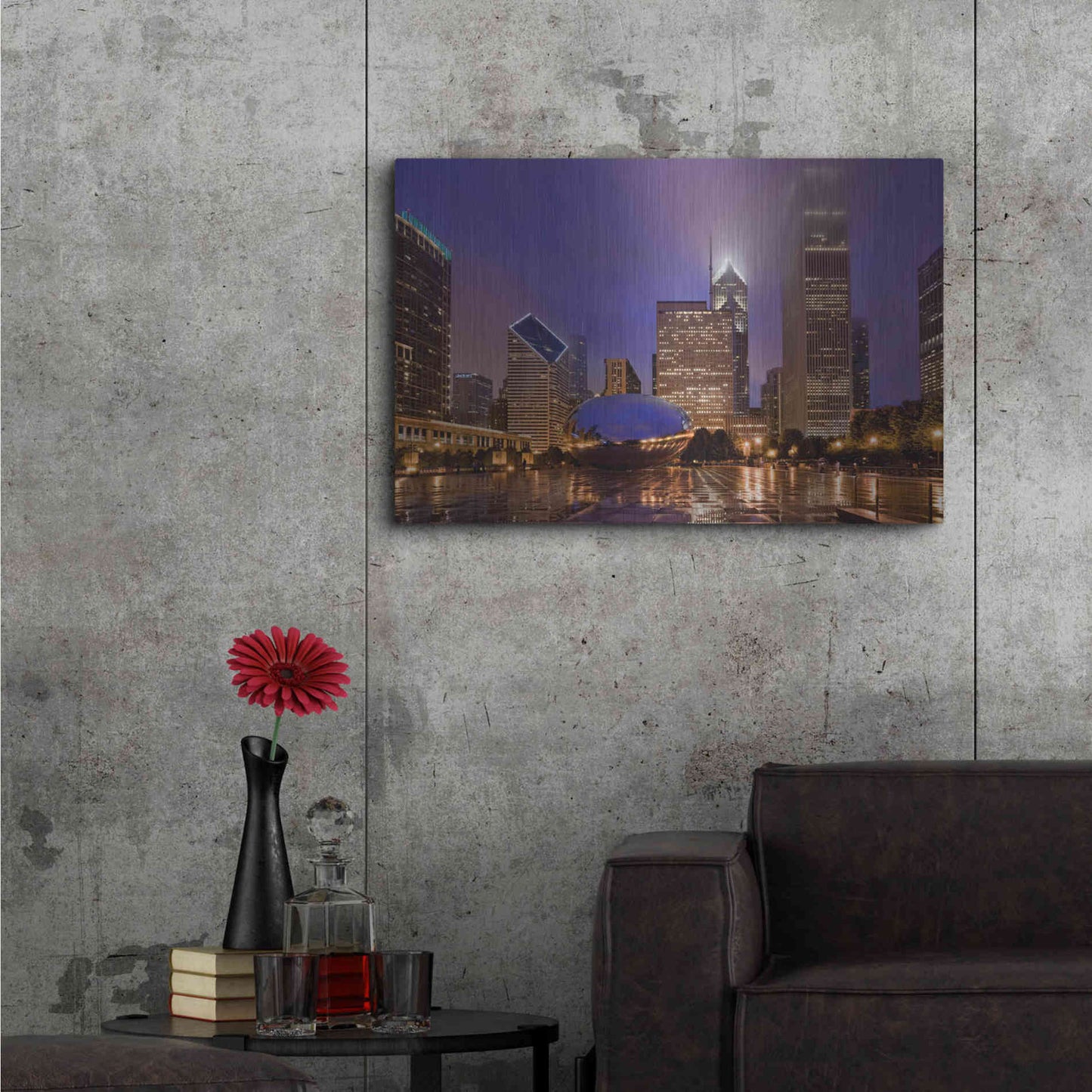 Luxe Metal Art 'The Bean in Autumn Rain,', Metal Wall Art,36x24