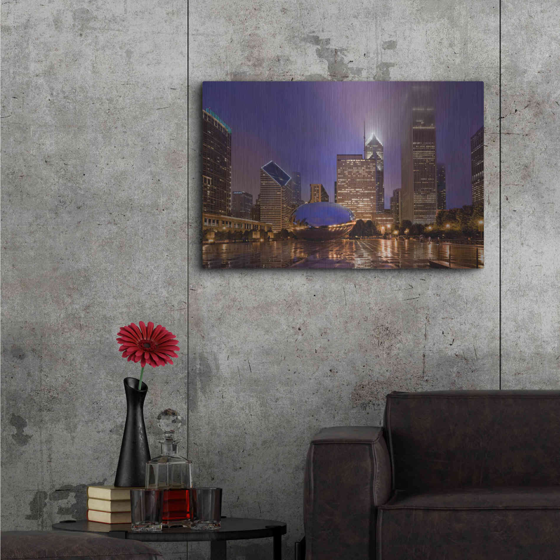 Luxe Metal Art 'The Bean in Autumn Rain,', Metal Wall Art,36x24