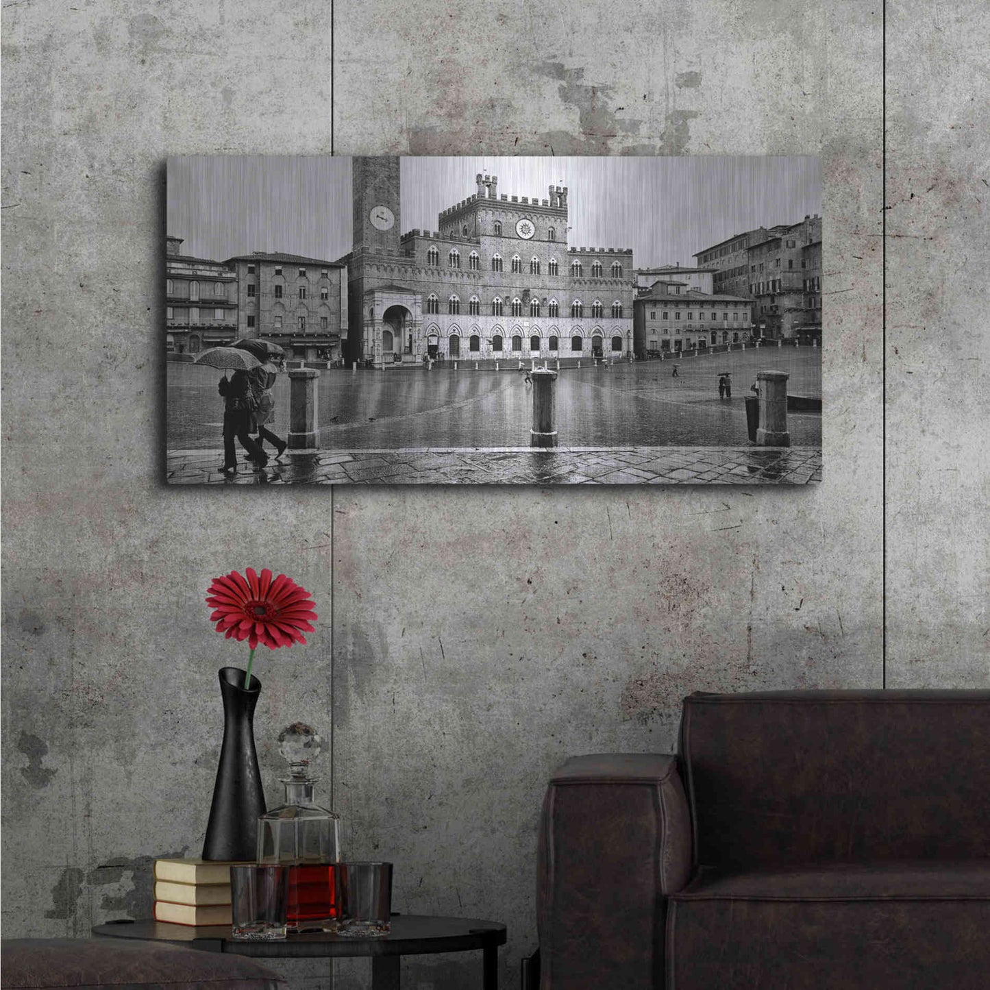 Luxe Metal Art 'At Main Square,', Metal Wall Art,48x24