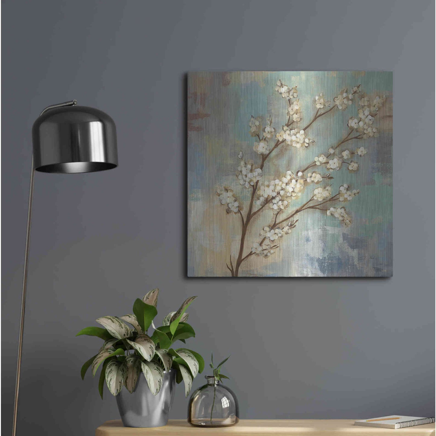 Luxe Metal Art 'Kyoto Blossoms I' by Silvia Vassileva, Metal Wall Art,24x24