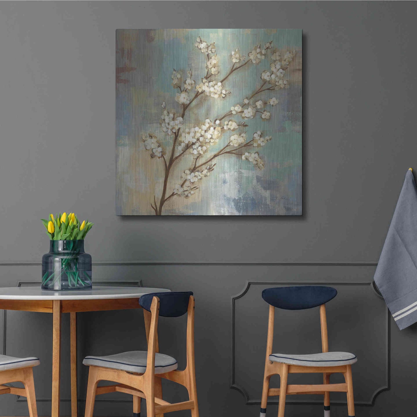 Luxe Metal Art 'Kyoto Blossoms I' by Silvia Vassileva, Metal Wall Art,36x36