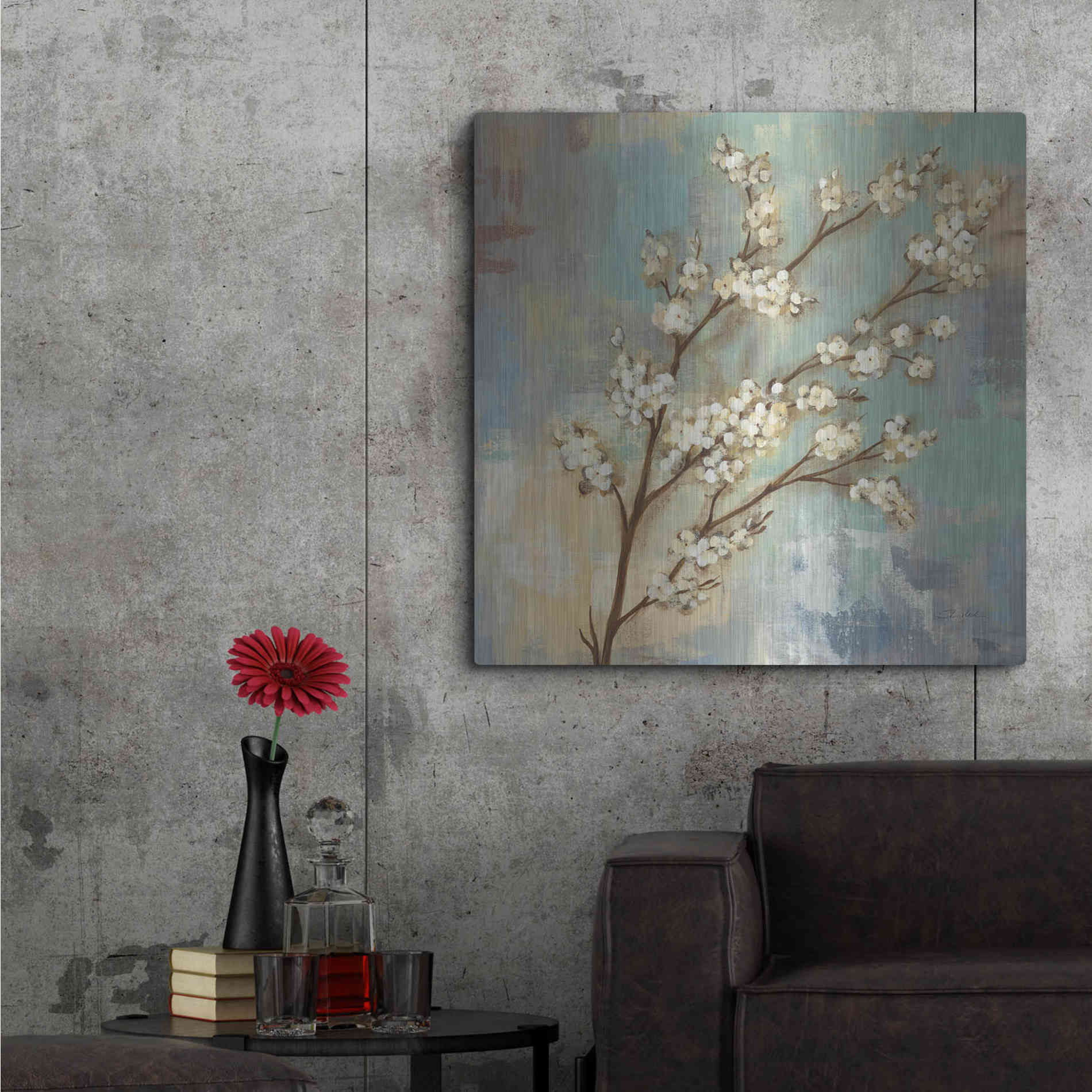 Luxe Metal Art 'Kyoto Blossoms I' by Silvia Vassileva, Metal Wall Art,36x36