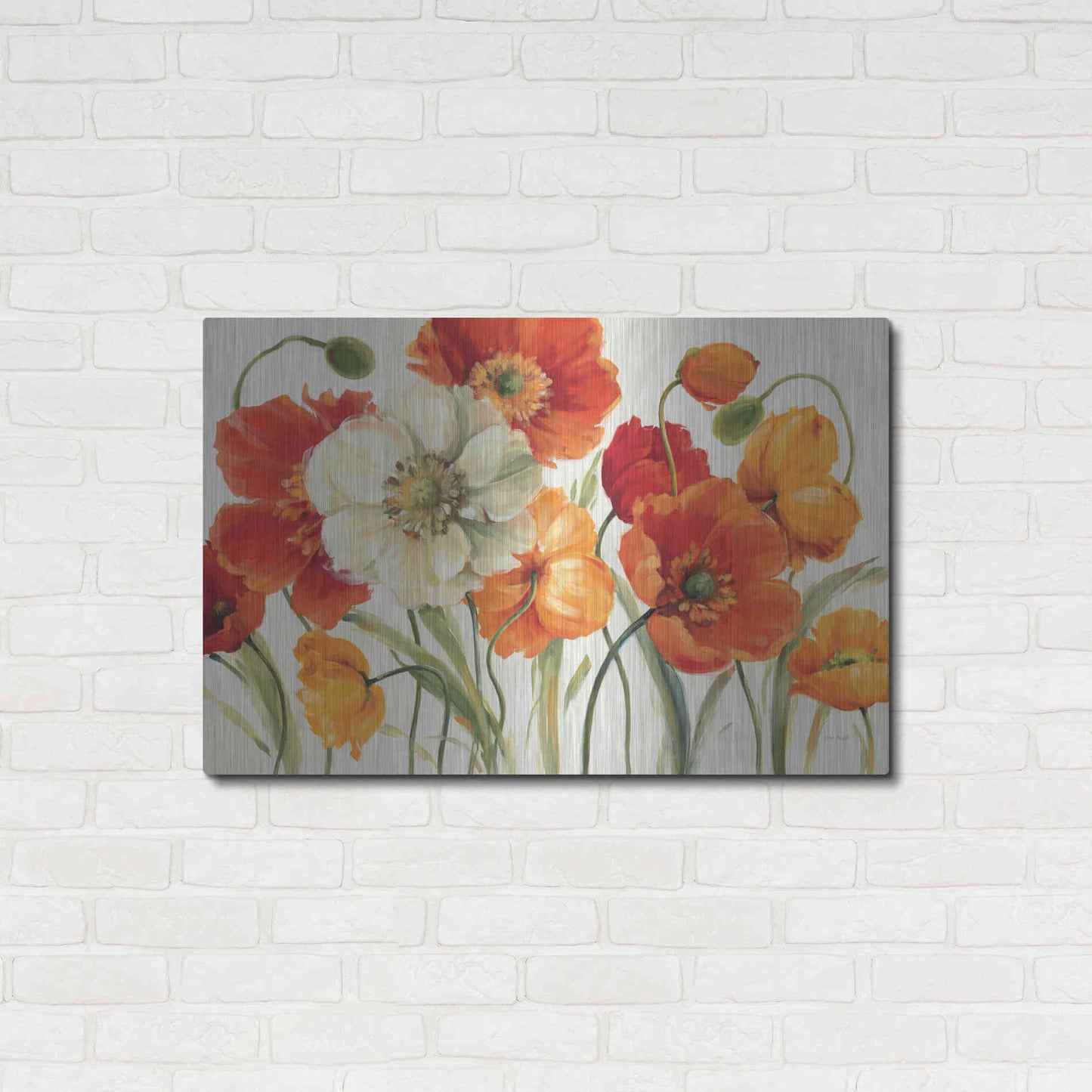 Luxe Metal Art 'Poppies Melody I' by Lisa Audit, Metal Wall Art,,36x24