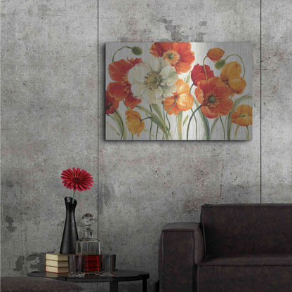 Luxe Metal Art 'Poppies Melody I' by Lisa Audit, Metal Wall Art,,36x24