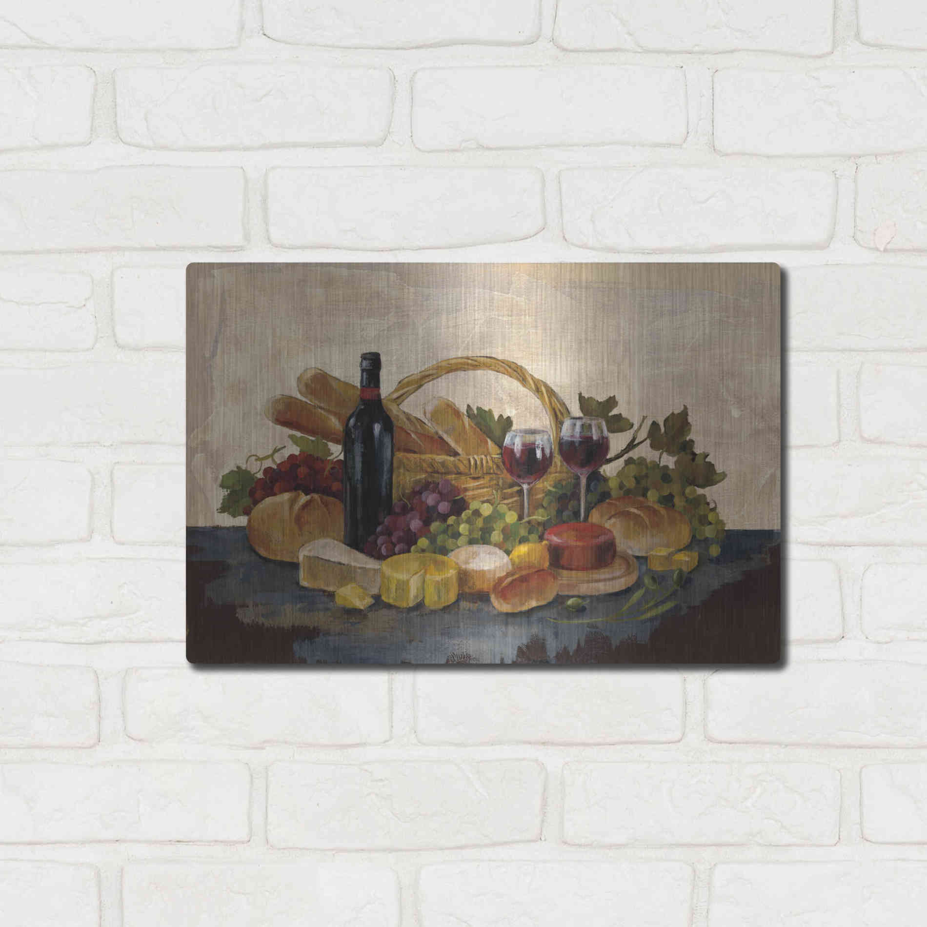 Luxe Metal Art 'Tuscan Evening Wine' by Silvia Vassileva, Metal Wall Art,16x12