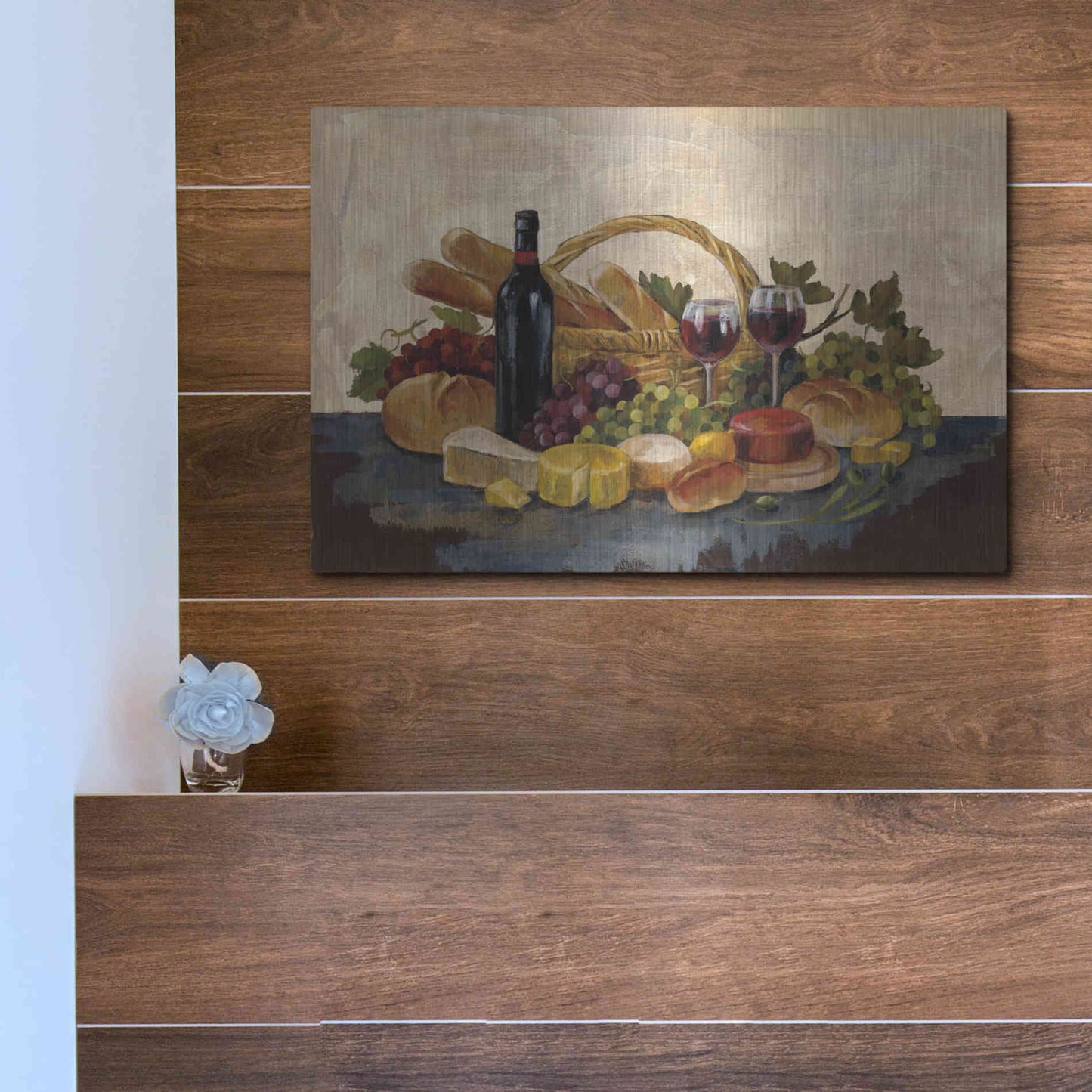 Luxe Metal Art 'Tuscan Evening Wine' by Silvia Vassileva, Metal Wall Art,16x12