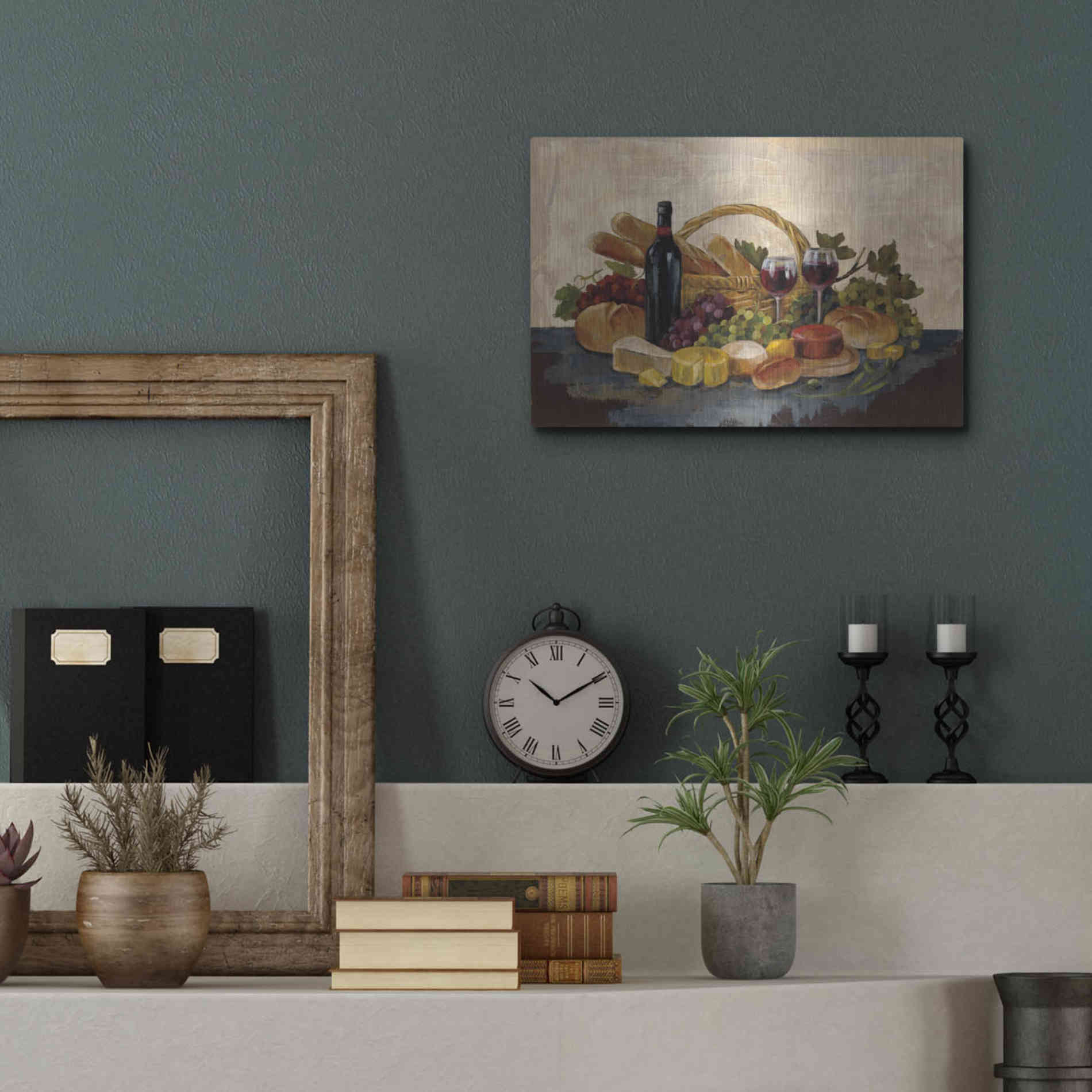 Luxe Metal Art 'Tuscan Evening Wine' by Silvia Vassileva, Metal Wall Art,16x12