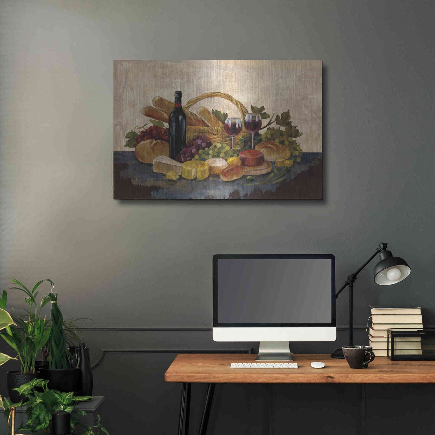 Luxe Metal Art 'Tuscan Evening Wine' by Silvia Vassileva, Metal Wall Art,36x24