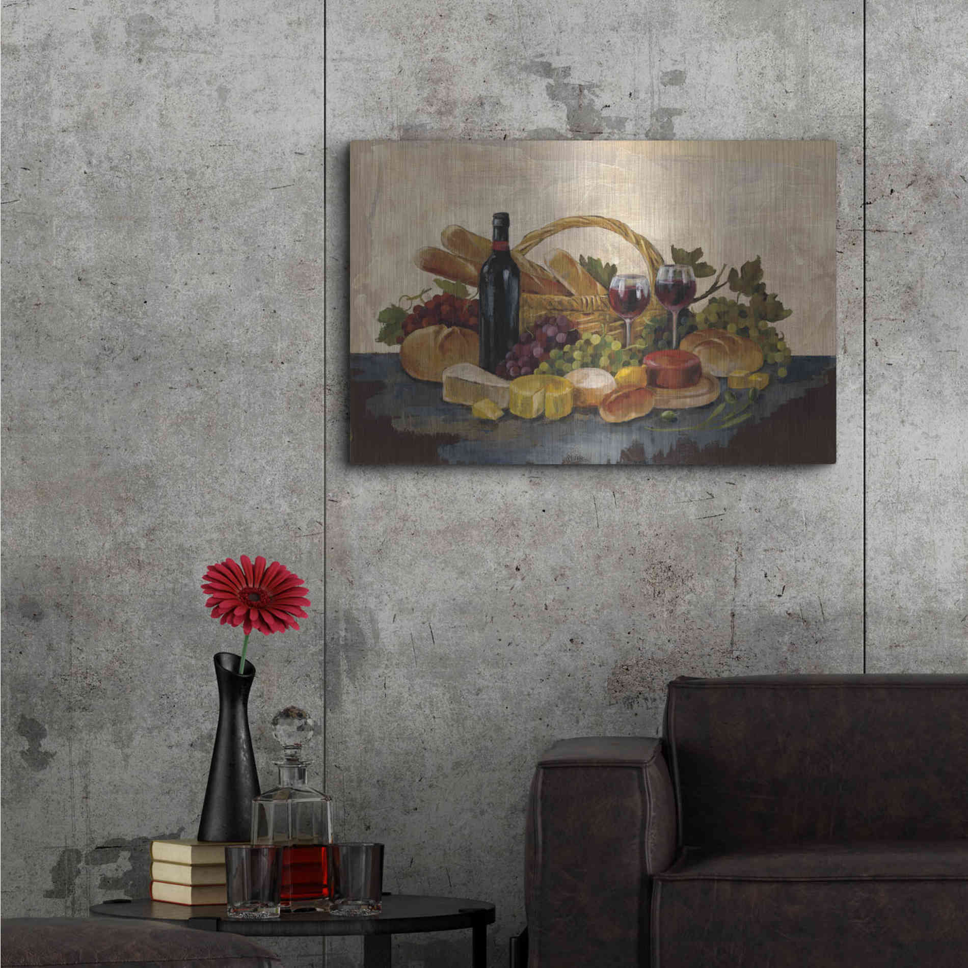 Luxe Metal Art 'Tuscan Evening Wine' by Silvia Vassileva, Metal Wall Art,36x24