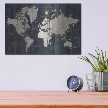 Luxe Metal Art 'Old World Map' by Wild Apple Portfolio, Metal Wall Art,16x12