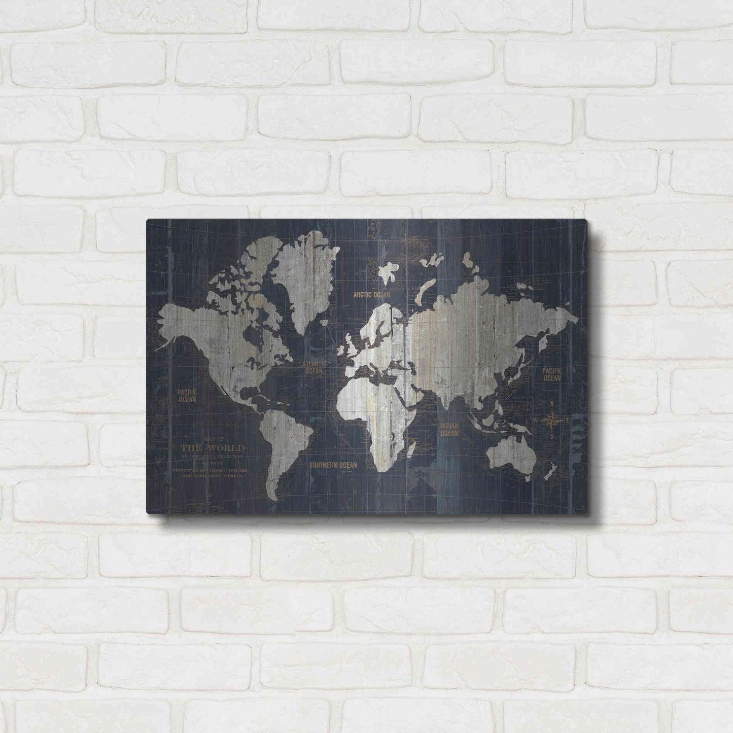 Luxe Metal Art 'Old World Map' by Wild Apple Portfolio, Metal Wall Art,24x16