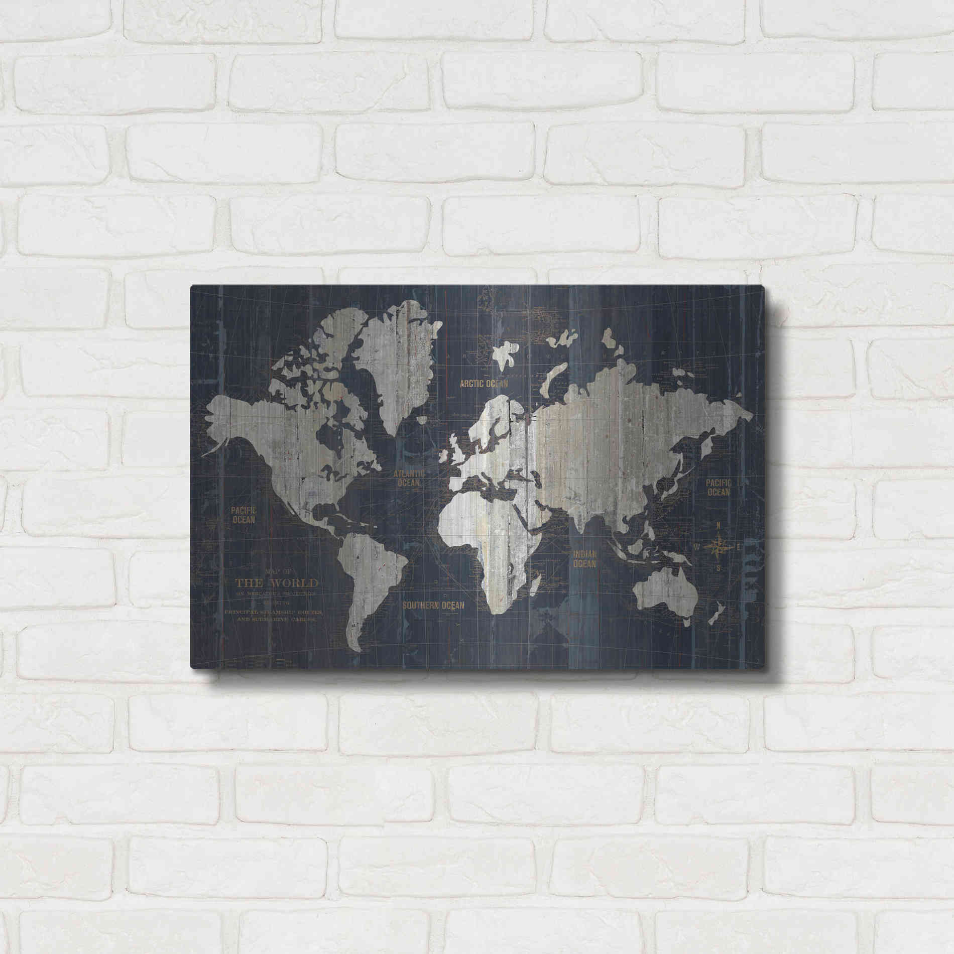 Luxe Metal Art 'Old World Map' by Wild Apple Portfolio, Metal Wall Art,24x16