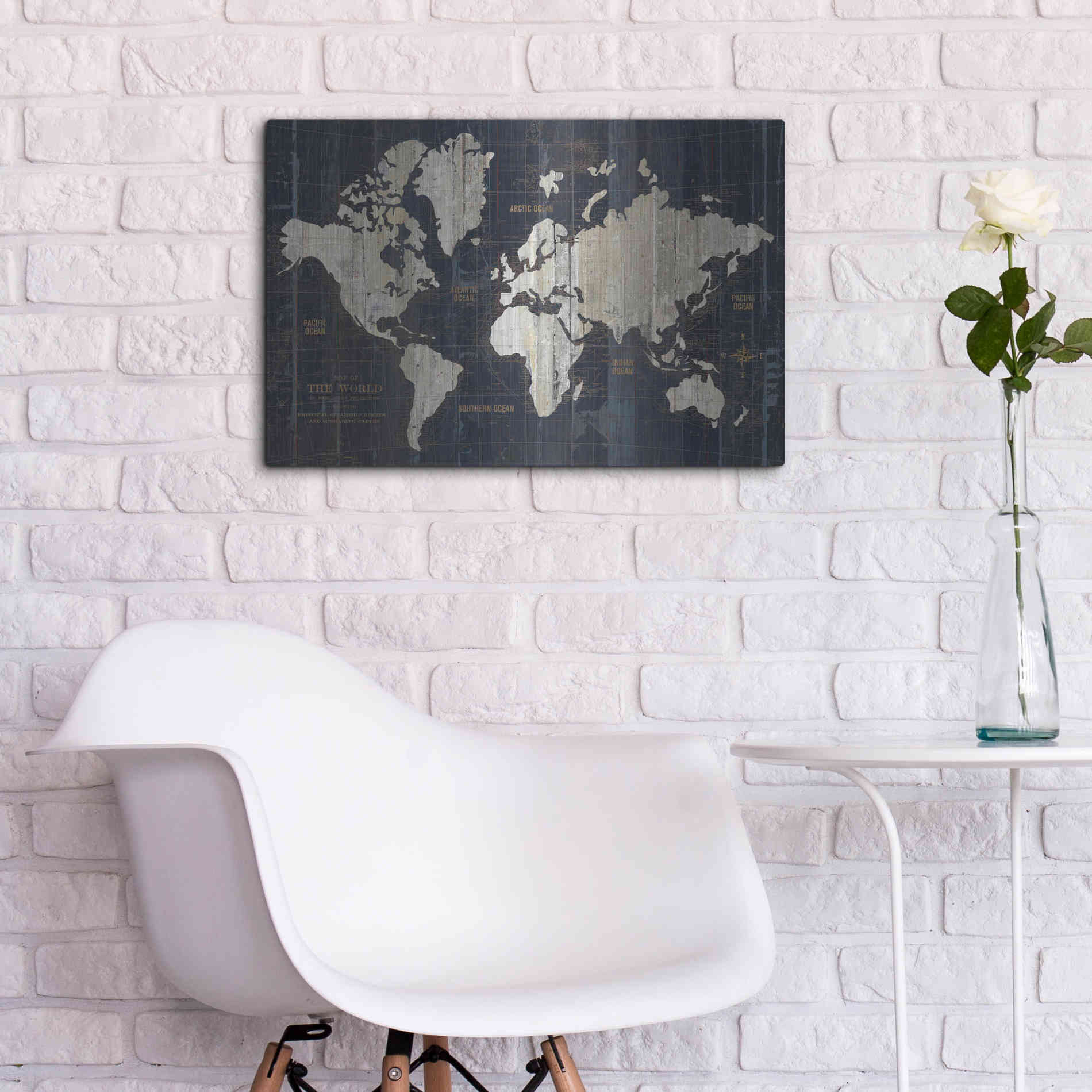 Luxe Metal Art 'Old World Map' by Wild Apple Portfolio, Metal Wall Art,24x16