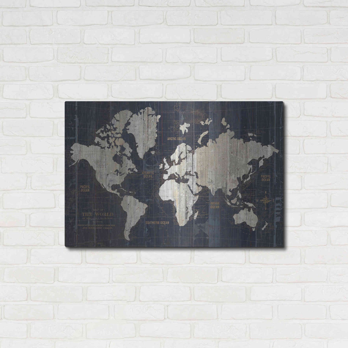Luxe Metal Art 'Old World Map' by Wild Apple Portfolio, Metal Wall Art,36x24