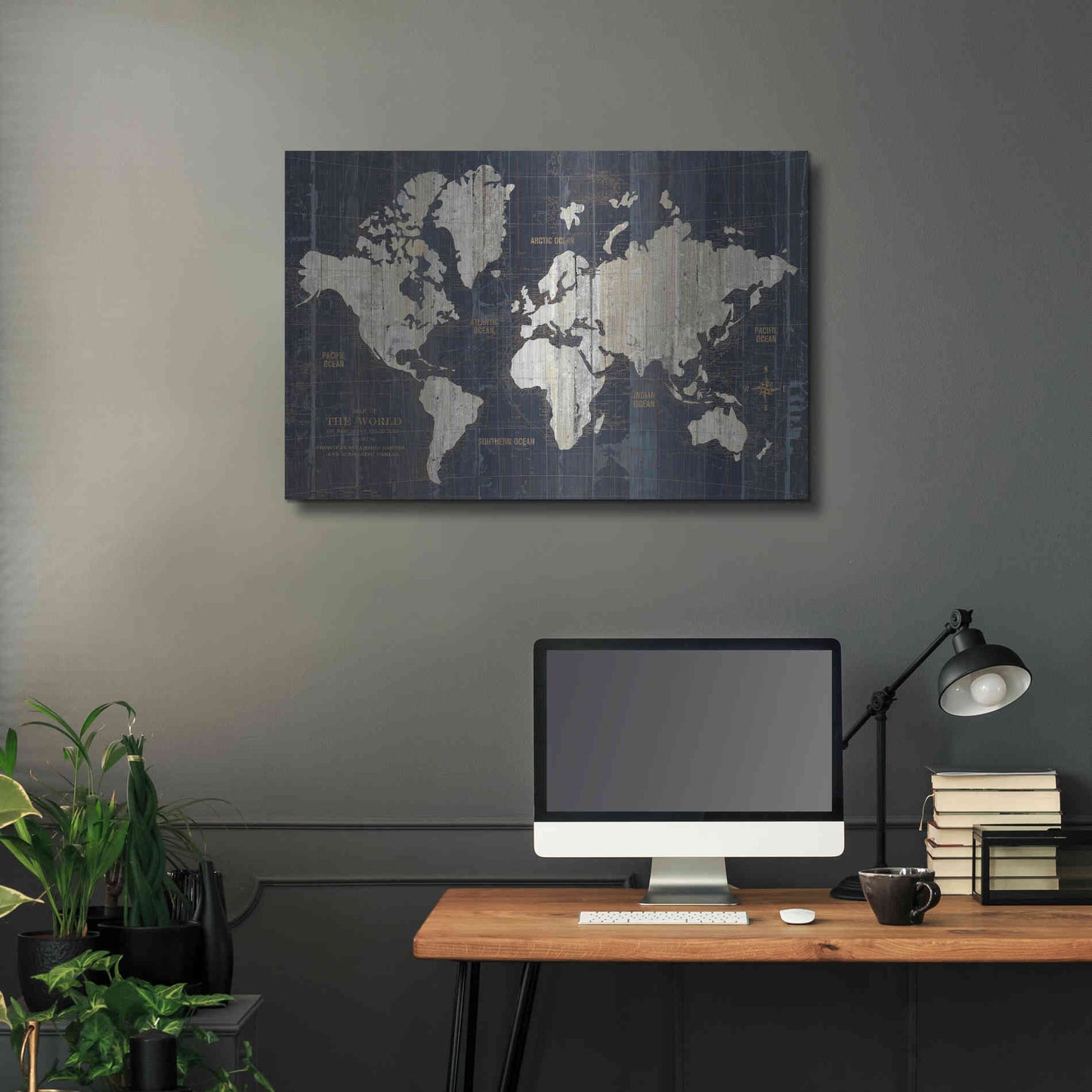 Luxe Metal Art 'Old World Map' by Wild Apple Portfolio, Metal Wall Art,36x24
