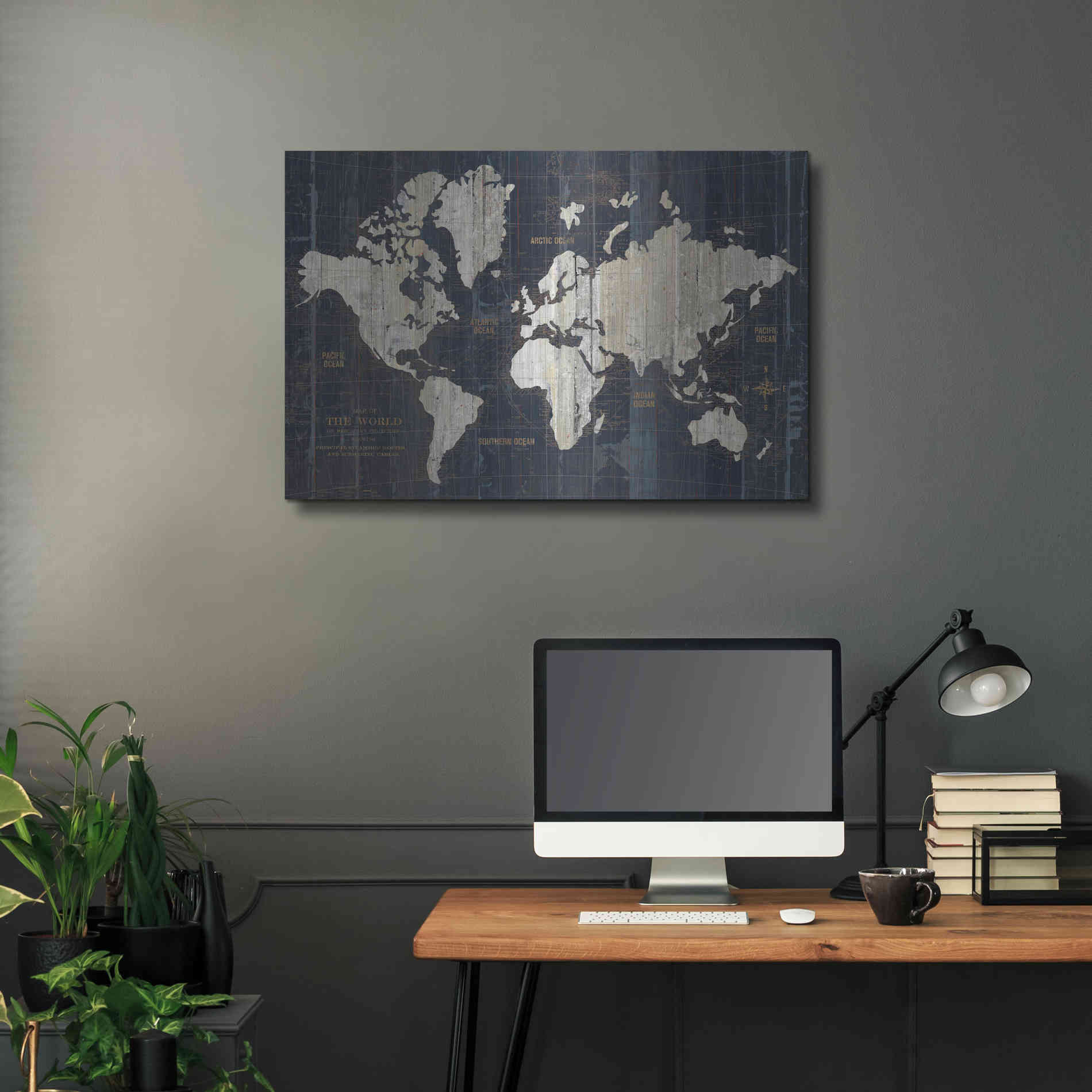 Luxe Metal Art 'Old World Map' by Wild Apple Portfolio, Metal Wall Art,36x24