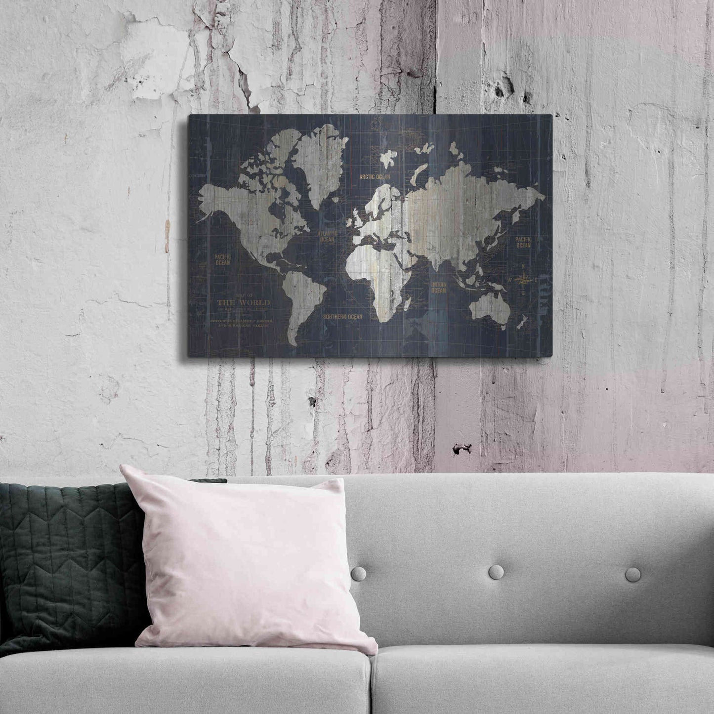 Luxe Metal Art 'Old World Map' by Wild Apple Portfolio, Metal Wall Art,36x24