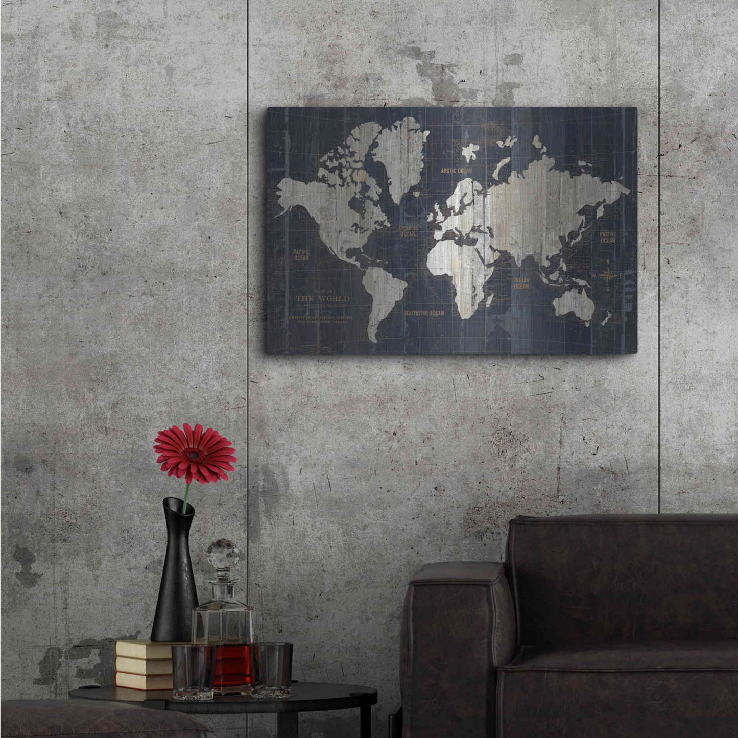 Luxe Metal Art 'Old World Map' by Wild Apple Portfolio, Metal Wall Art,36x24