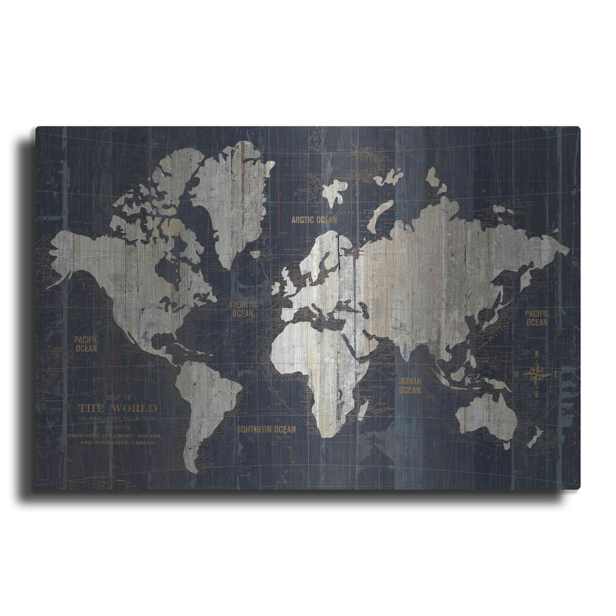 Luxe Metal Art 'Old World Map' by Wild Apple Portfolio, Metal Wall Art