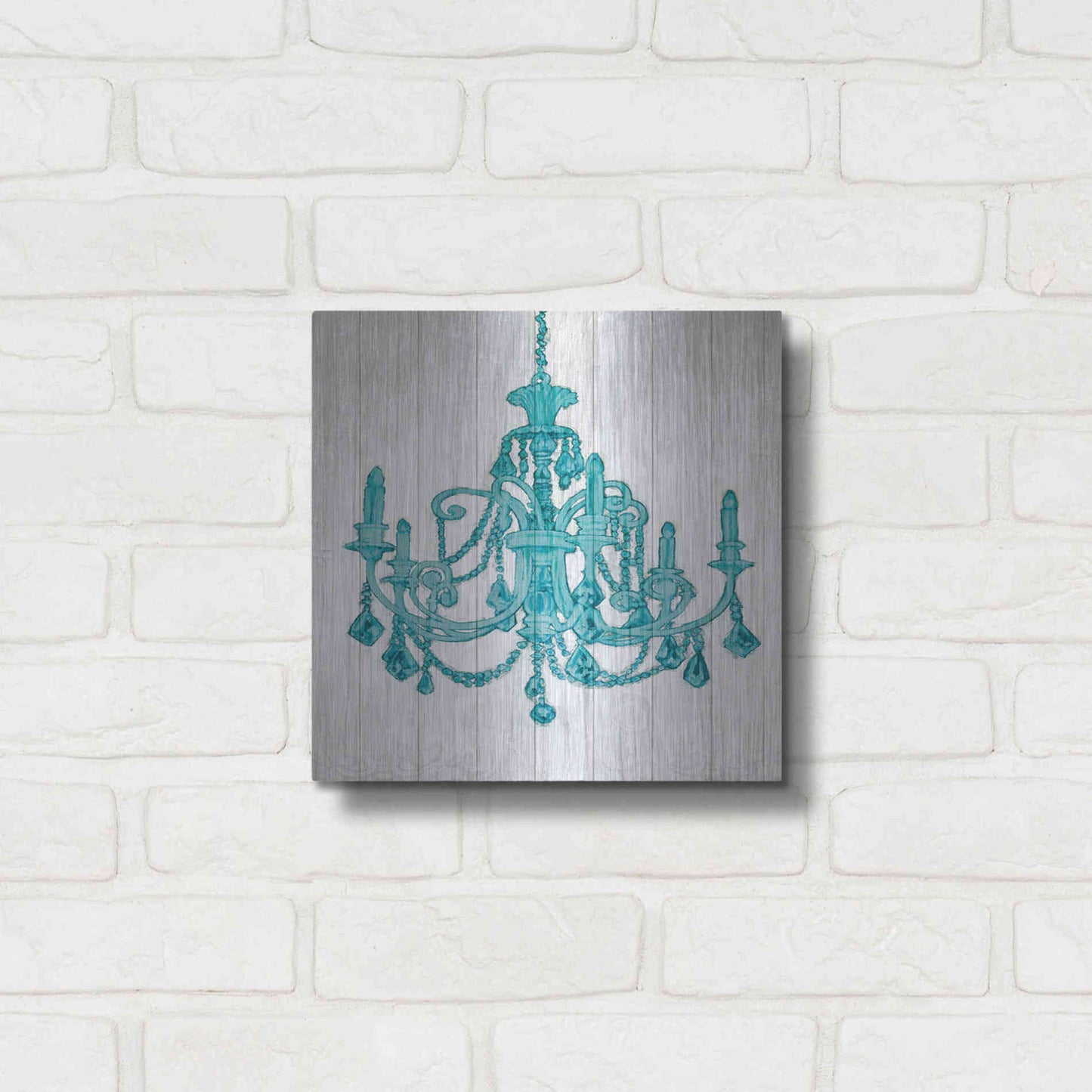 Luxe Metal Art 'Luxurious Lights III Turquoise' by James Wiens, Metal Wall Art,12x12