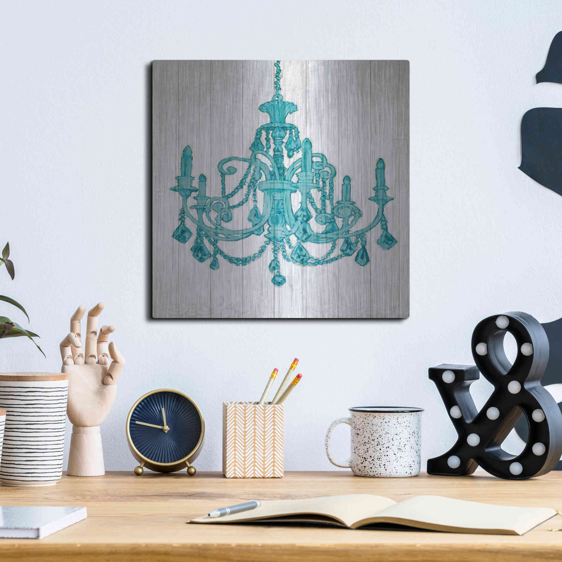 Luxe Metal Art 'Luxurious Lights III Turquoise' by James Wiens, Metal Wall Art,12x12