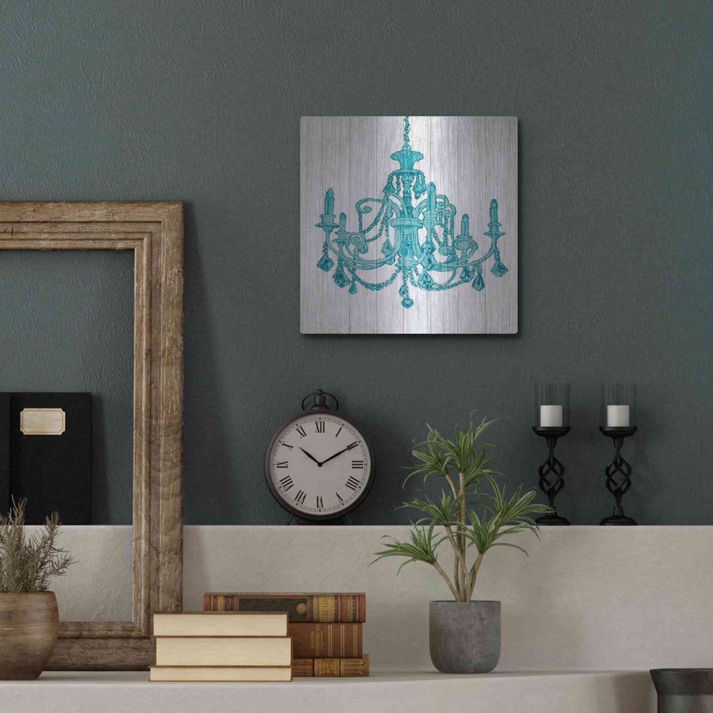 Luxe Metal Art 'Luxurious Lights III Turquoise' by James Wiens, Metal Wall Art,12x12