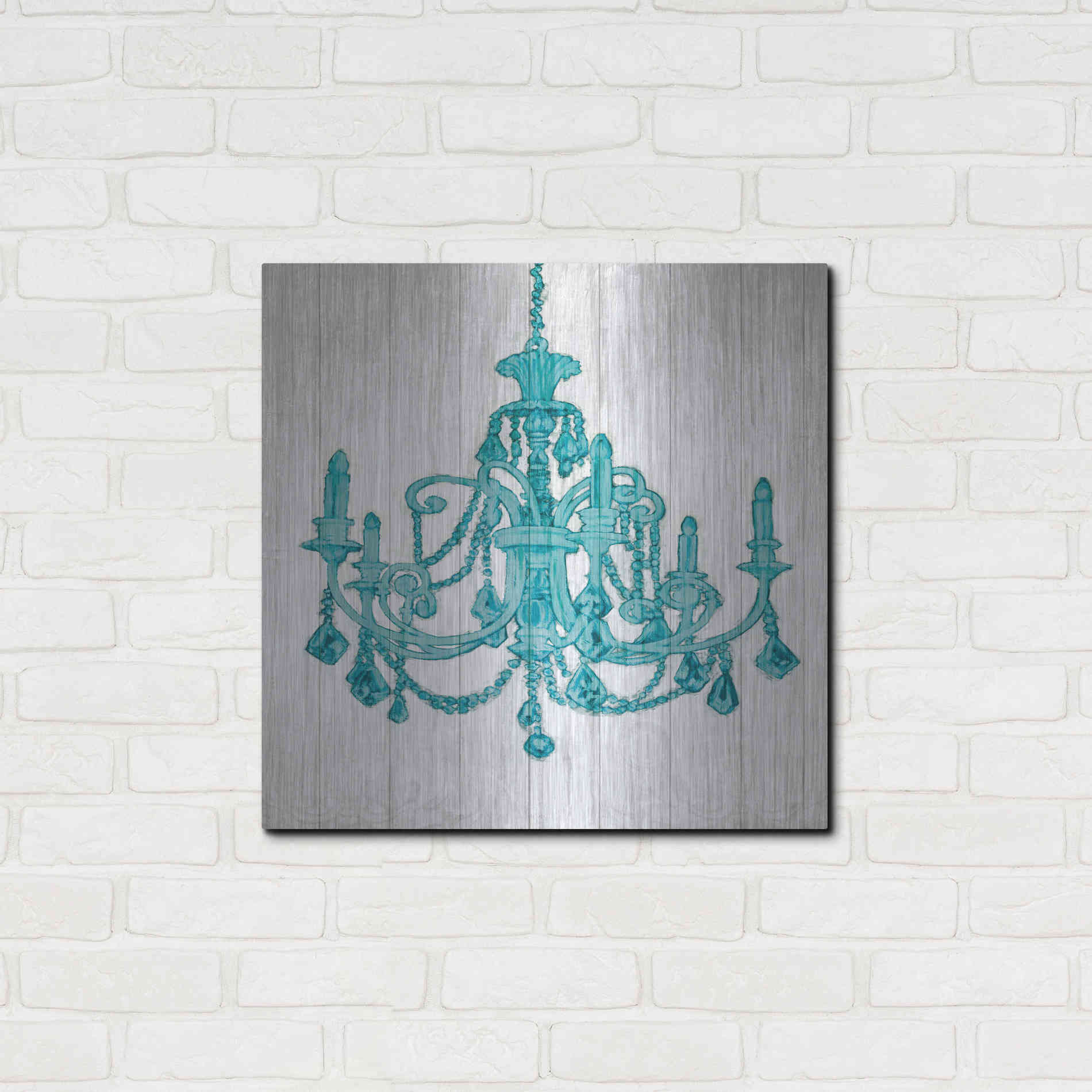 Luxe Metal Art 'Luxurious Lights III Turquoise' by James Wiens, Metal Wall Art,24x24