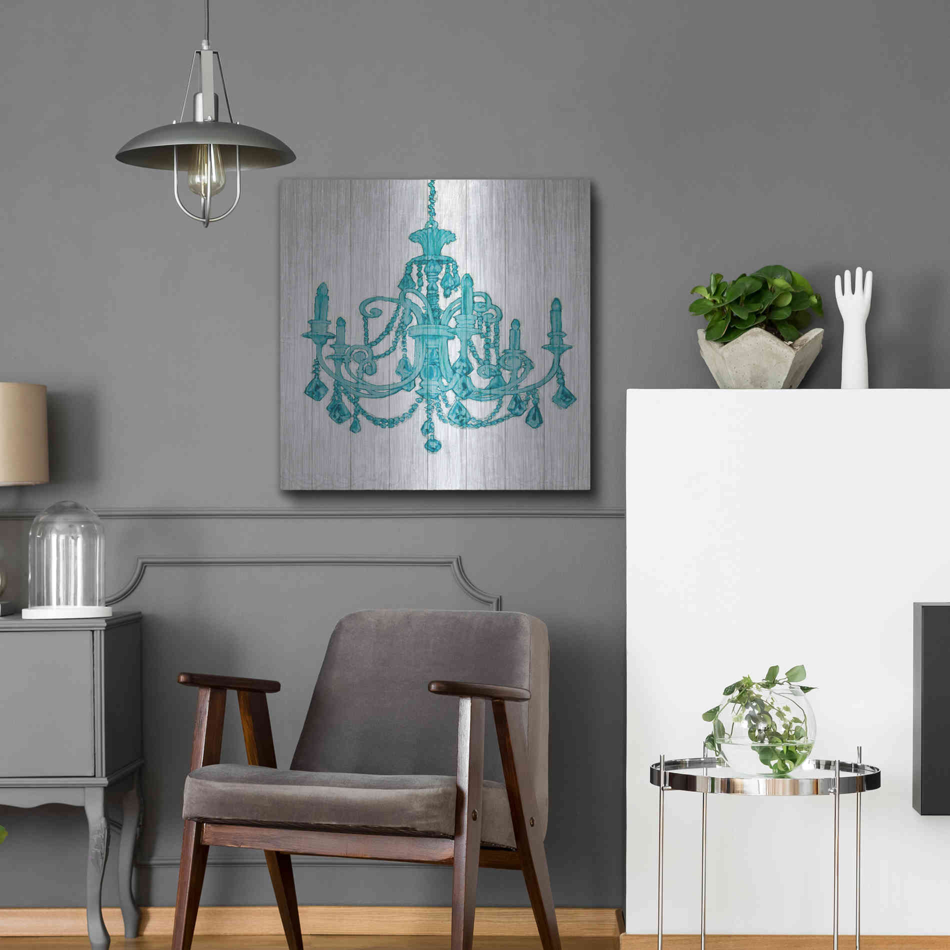 Luxe Metal Art 'Luxurious Lights III Turquoise' by James Wiens, Metal Wall Art,24x24