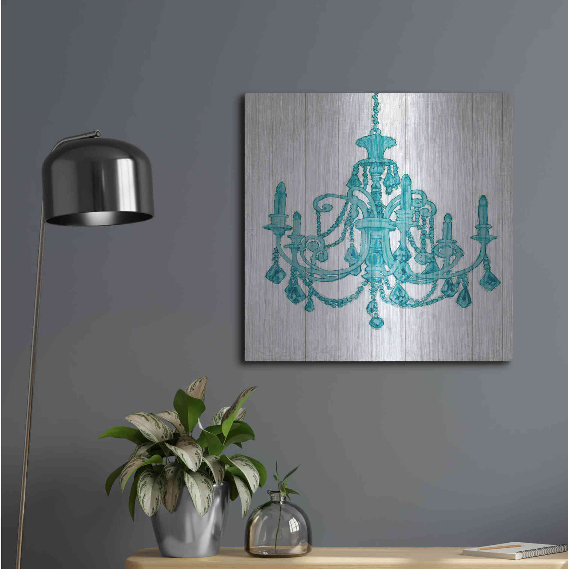 Luxe Metal Art 'Luxurious Lights III Turquoise' by James Wiens, Metal Wall Art,24x24