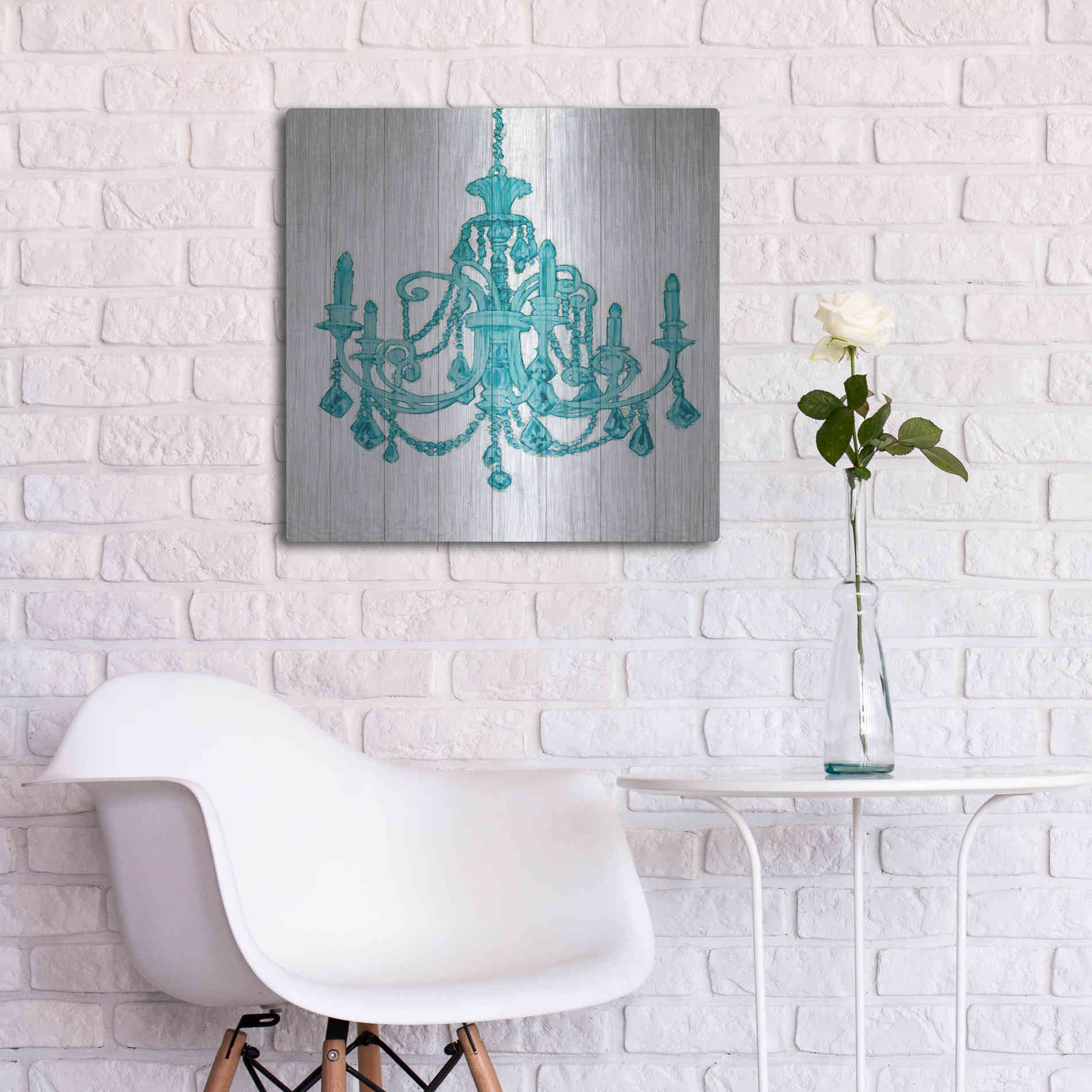 Luxe Metal Art 'Luxurious Lights III Turquoise' by James Wiens, Metal Wall Art,24x24