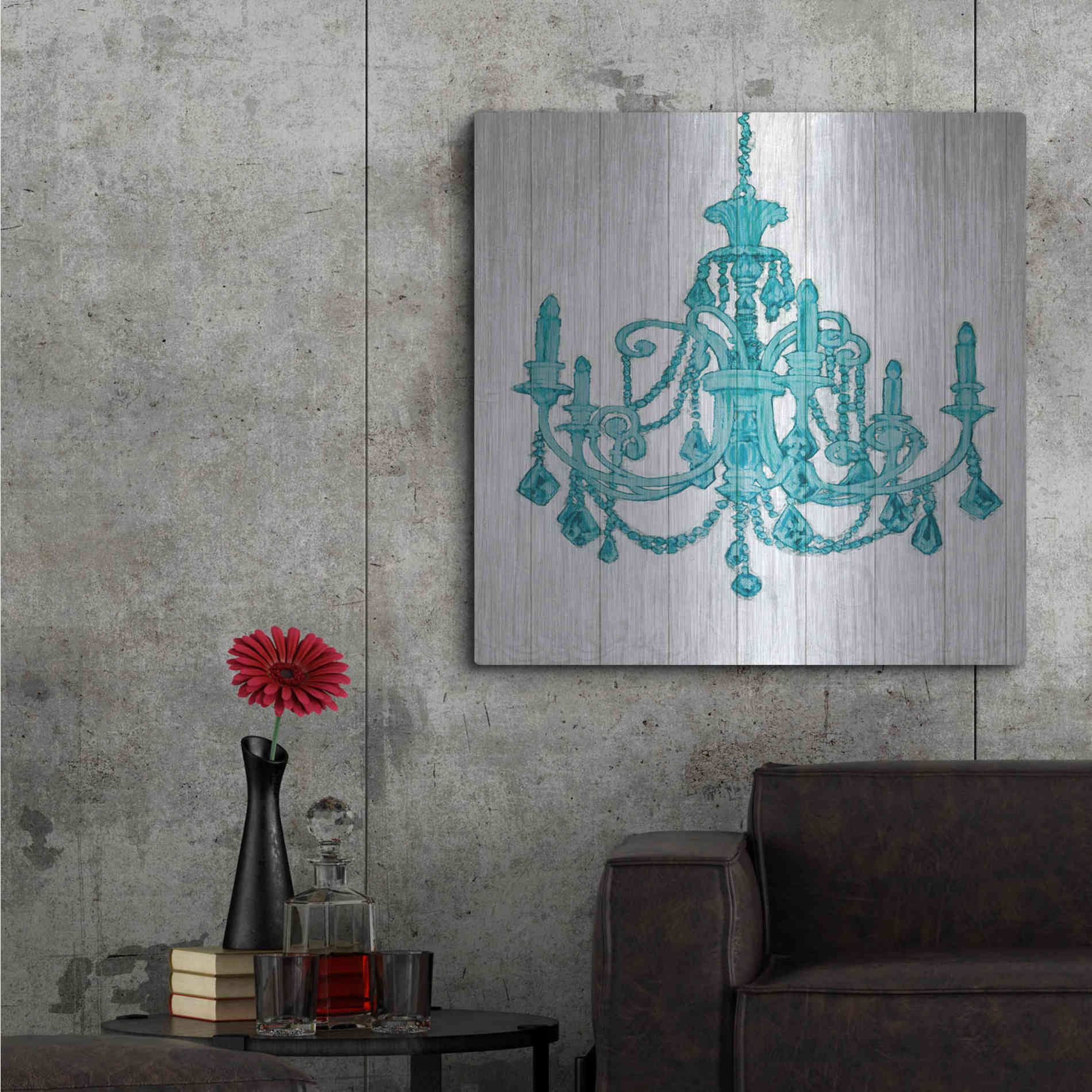 Luxe Metal Art 'Luxurious Lights III Turquoise' by James Wiens, Metal Wall Art,36x36