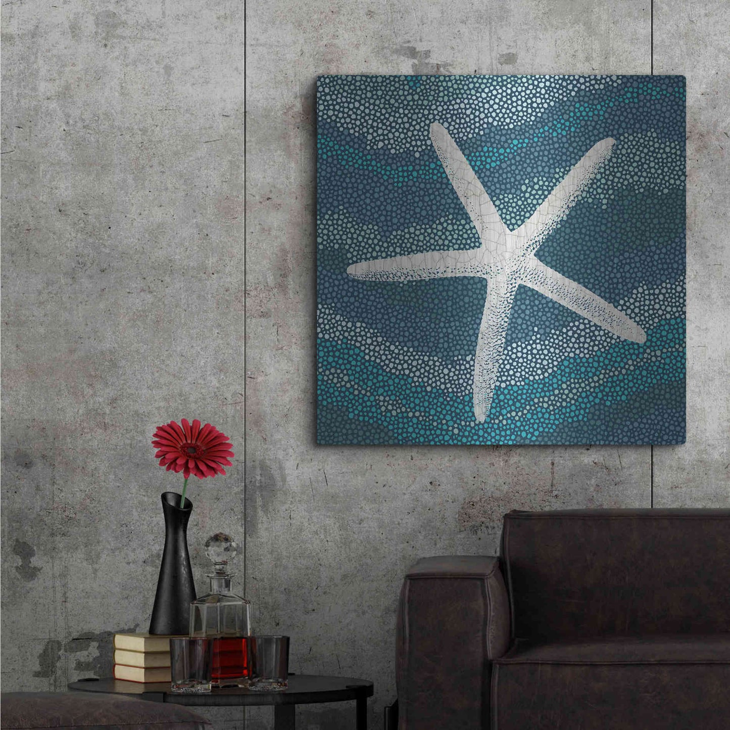 Luxe Metal Art 'Sea Glass IV' by Wild Apple Portfolio, Metal Wall Art,36x36