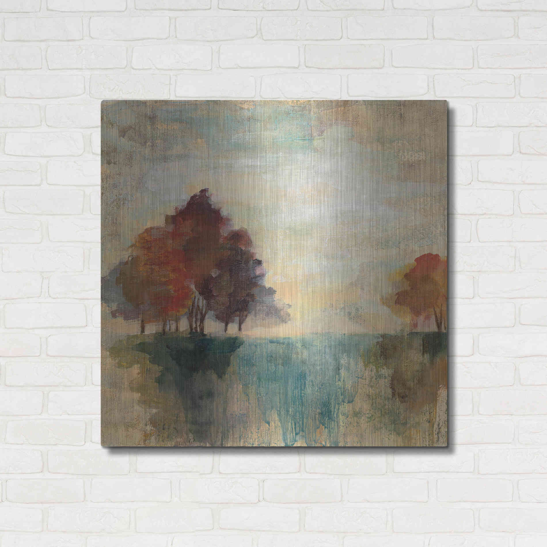 Luxe Metal Art 'Landscape Monotype II' by Silvia Vassileva, Metal Wall Art,36x36