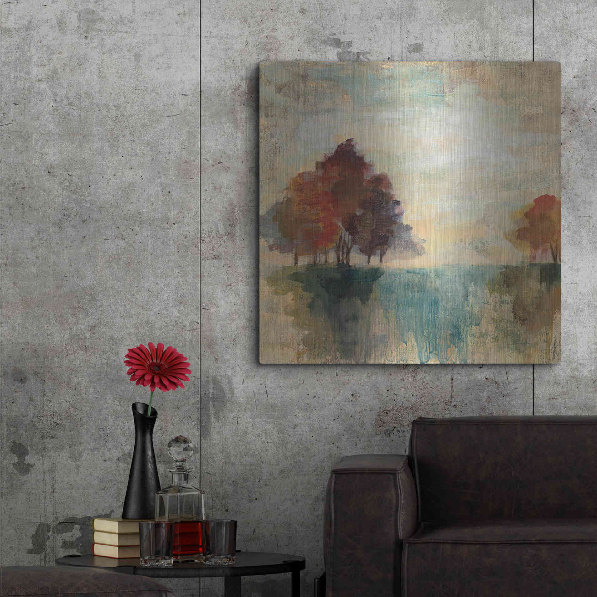 Luxe Metal Art 'Landscape Monotype II' by Silvia Vassileva, Metal Wall Art,36x36