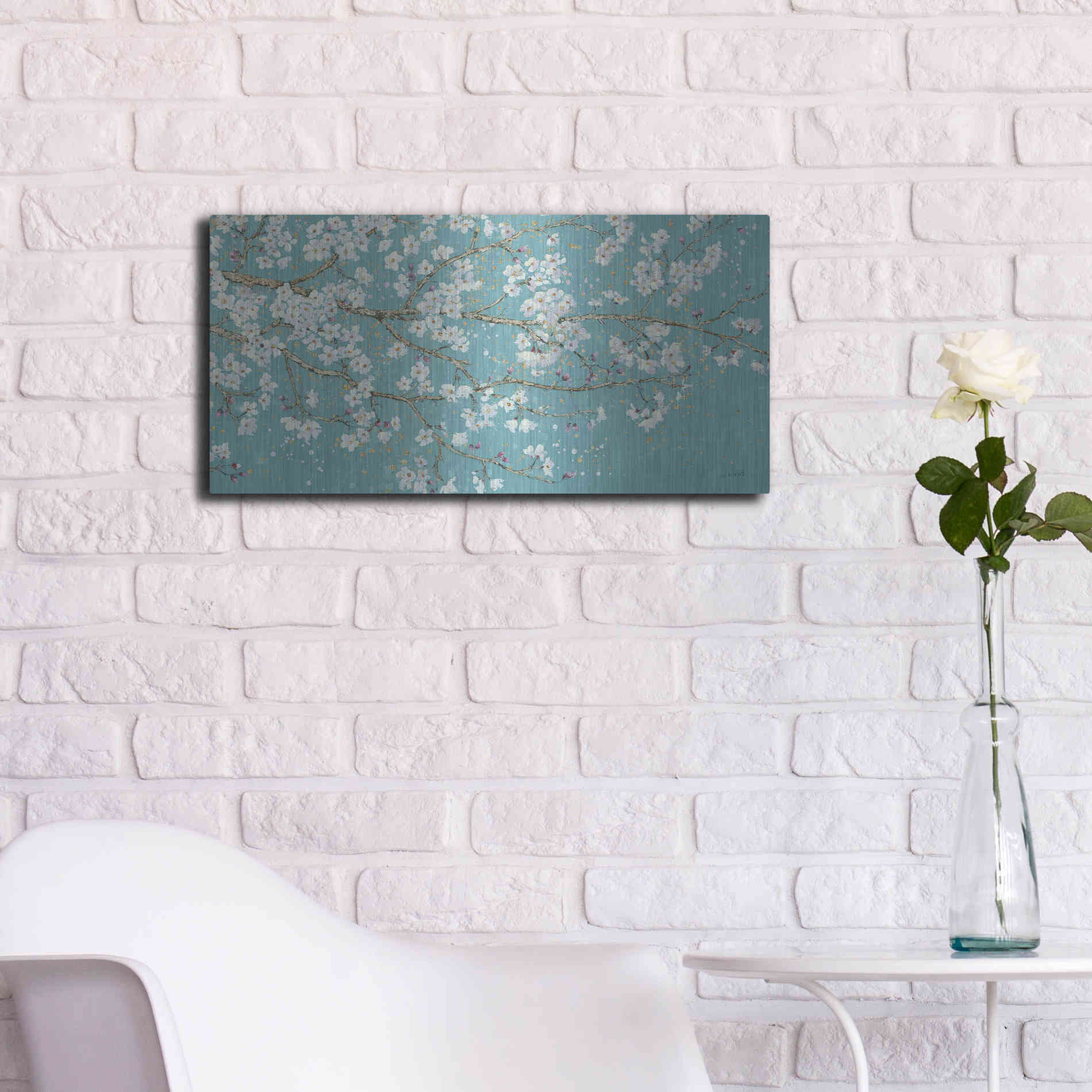 Luxe Metal Art 'April Breeze I TEAL' by James Wiens, Metal Wall Art,24x12