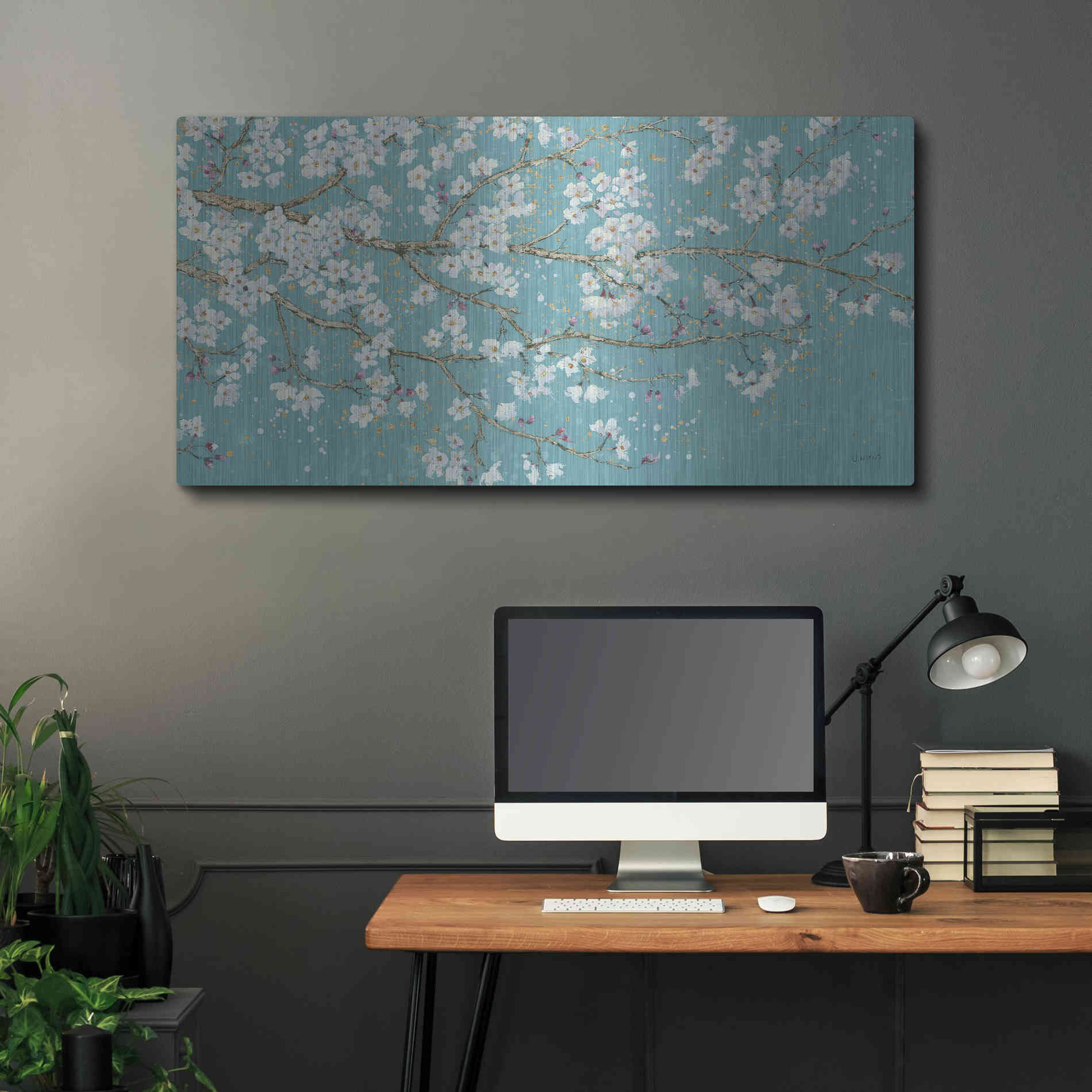 Luxe Metal Art 'April Breeze I TEAL' by James Wiens, Metal Wall Art,48x24