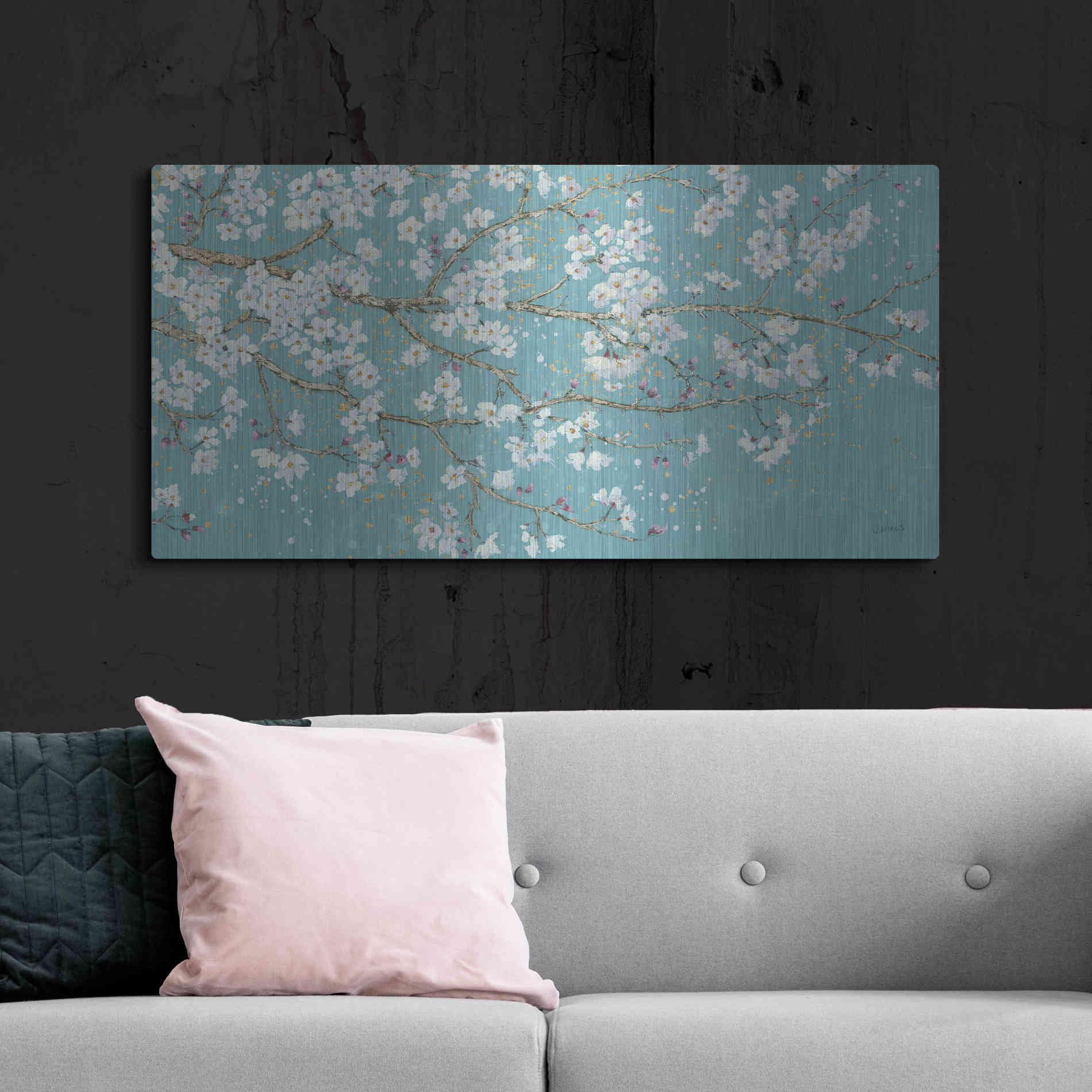 Luxe Metal Art 'April Breeze I TEAL' by James Wiens, Metal Wall Art,48x24