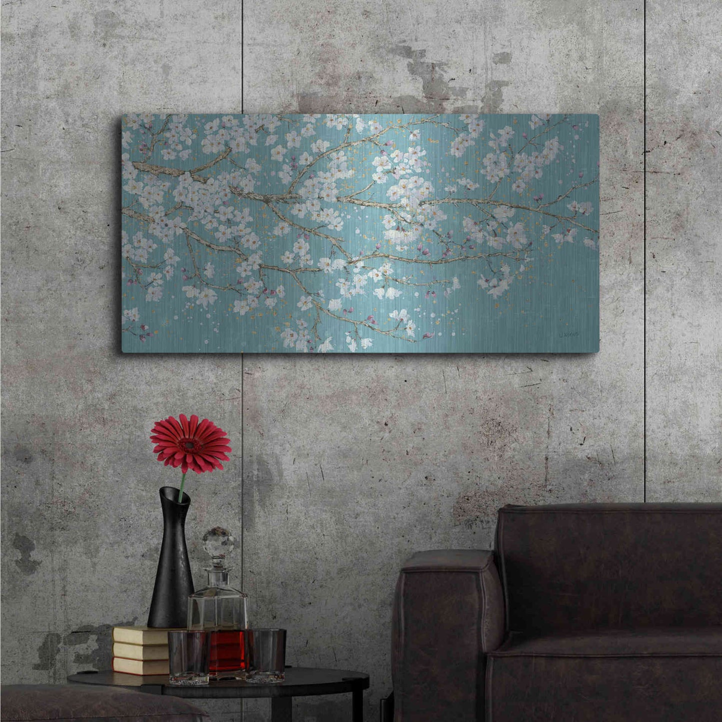 Luxe Metal Art 'April Breeze I TEAL' by James Wiens, Metal Wall Art,48x24