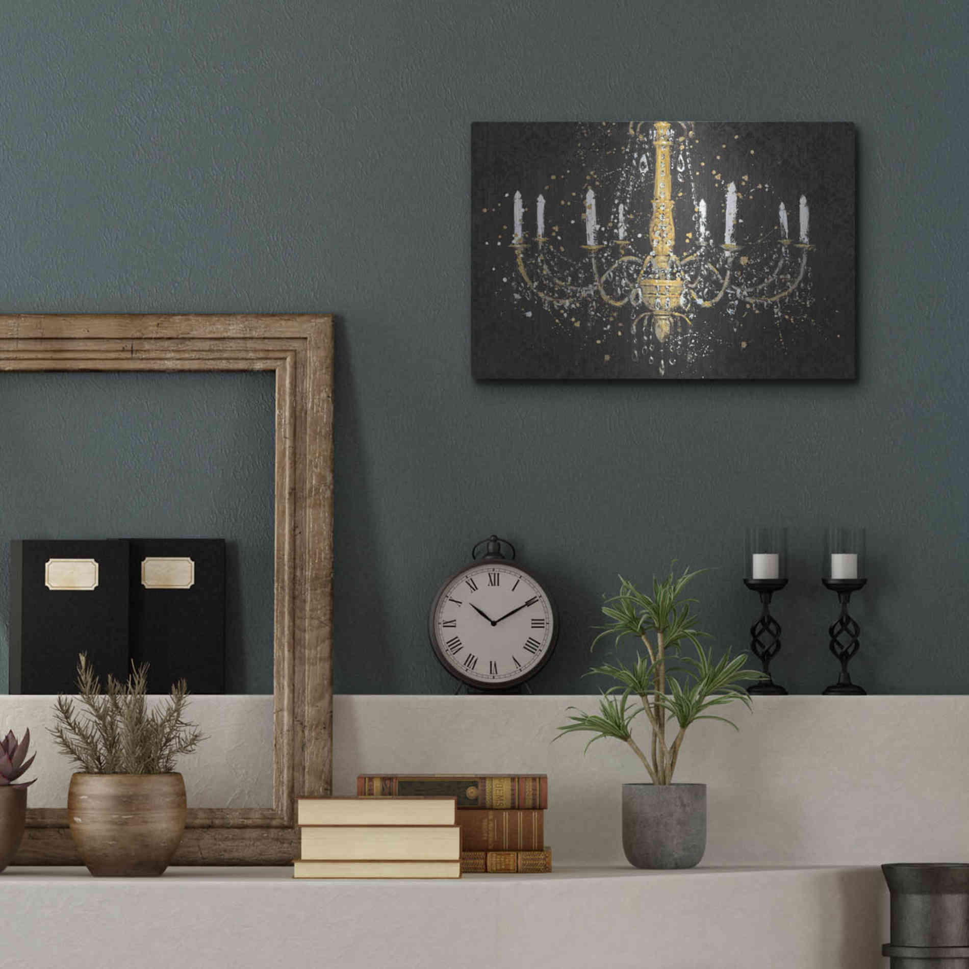 Luxe Metal Art 'Grand Chandelier Black I' by James Wiens, Metal Wall Art,16x12